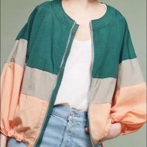Anthropologie Elevenses Colorblock Windbreaker